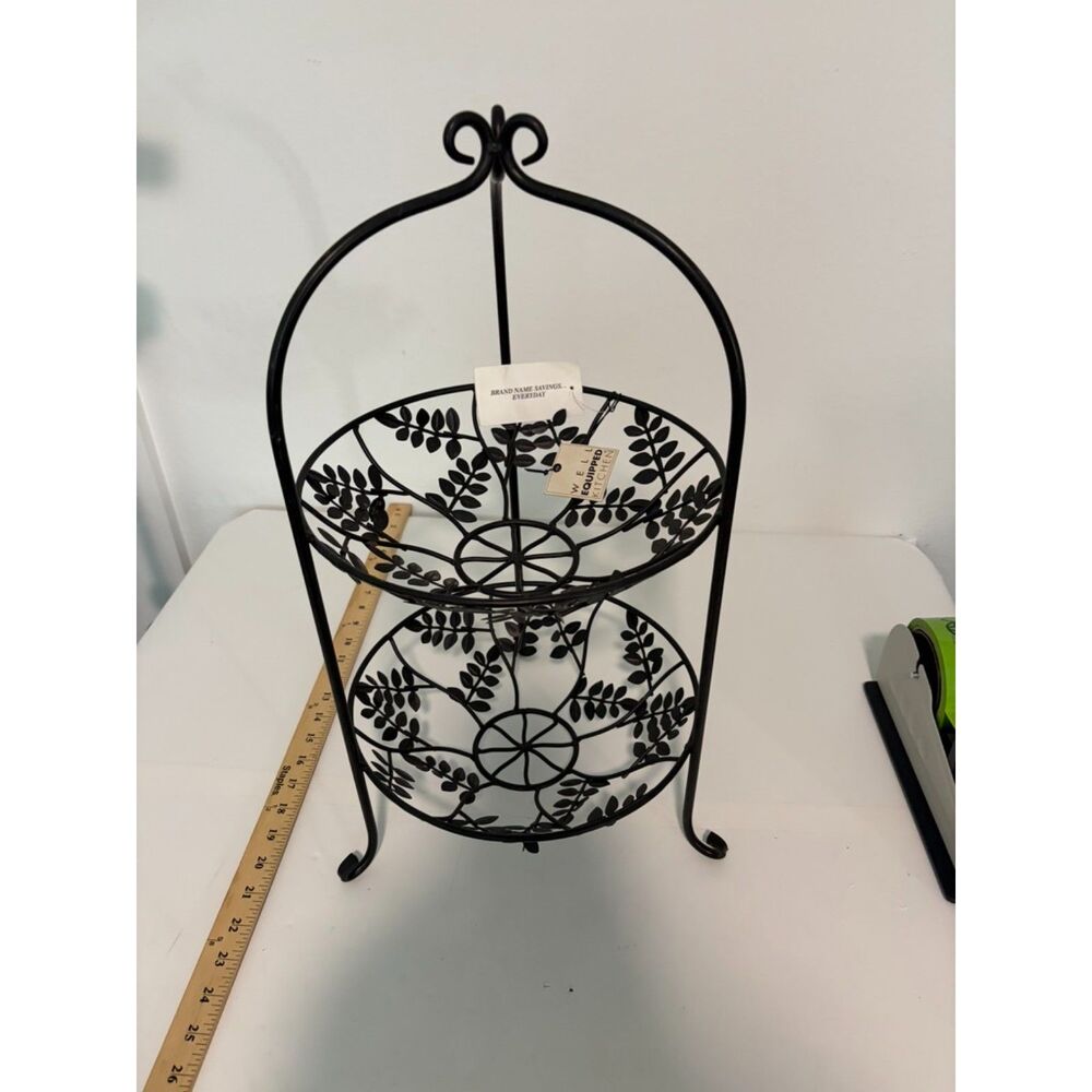 Home 2 tiered black metal display/fruit dish